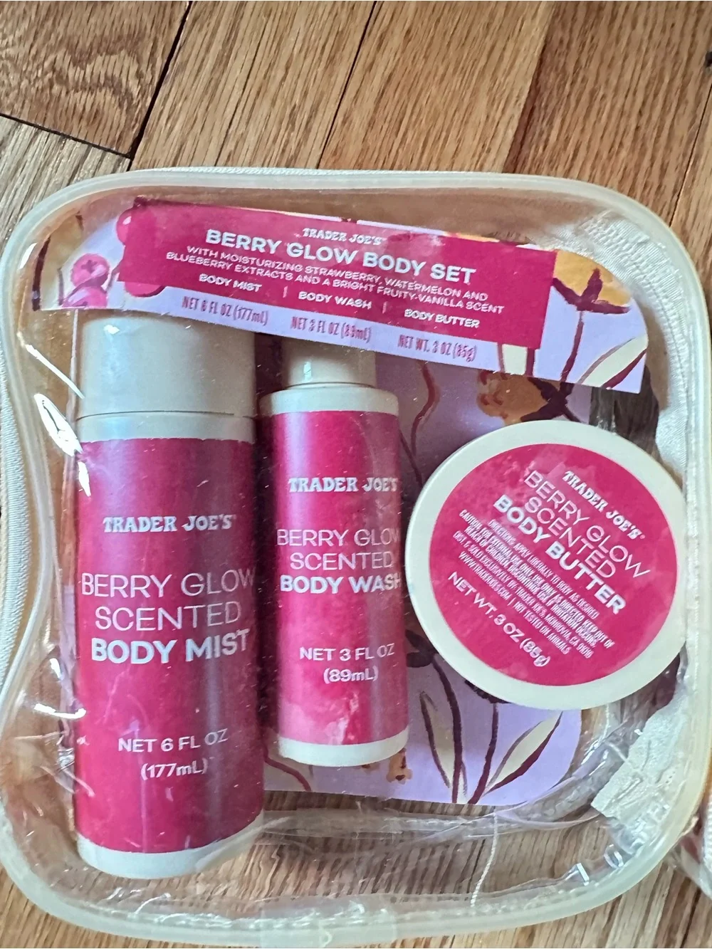 Trader Joe’s Berry Glow Body Set Lot of 2 Body Mist Wash Butter NEW